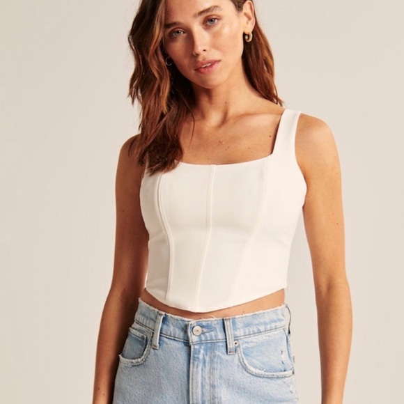 Abercrombie & Fitch Nude/Tan Corset Style Top- Medium - Picture 7 of 8